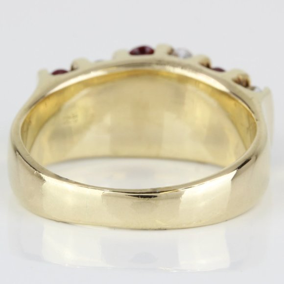 Vintage 14K Yellow Gold Diamond & Ruby Wedding Anniversary Cocktail Band Ring - Picture 5 of 6